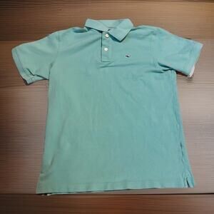 Vineyard Vines Boys Polo Shirt Size L Teal Green Classic Fit Cotton